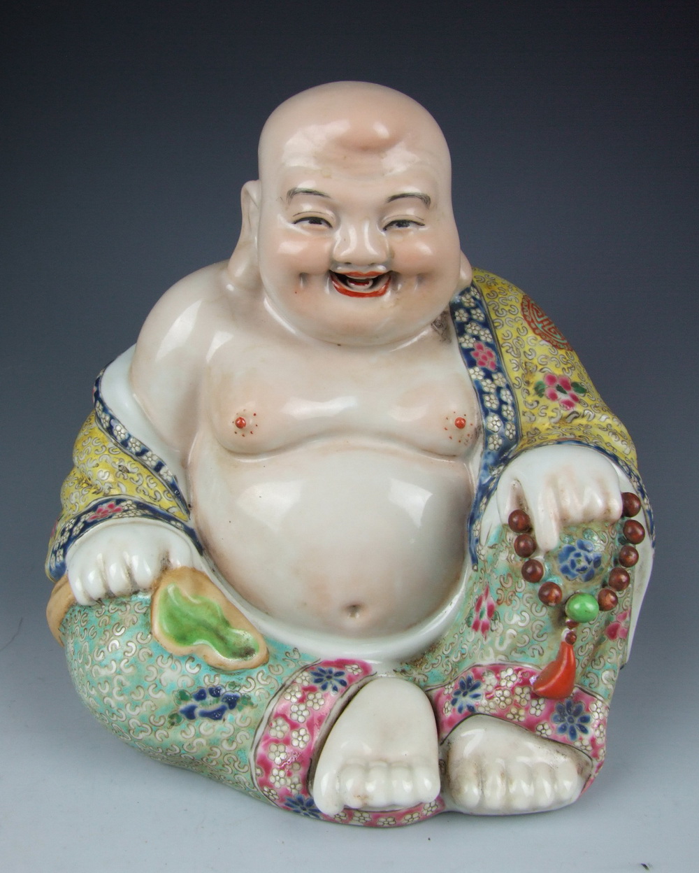 Amazing China Antiques Famille Rose Porcelain Happy Buddha Statue eBay